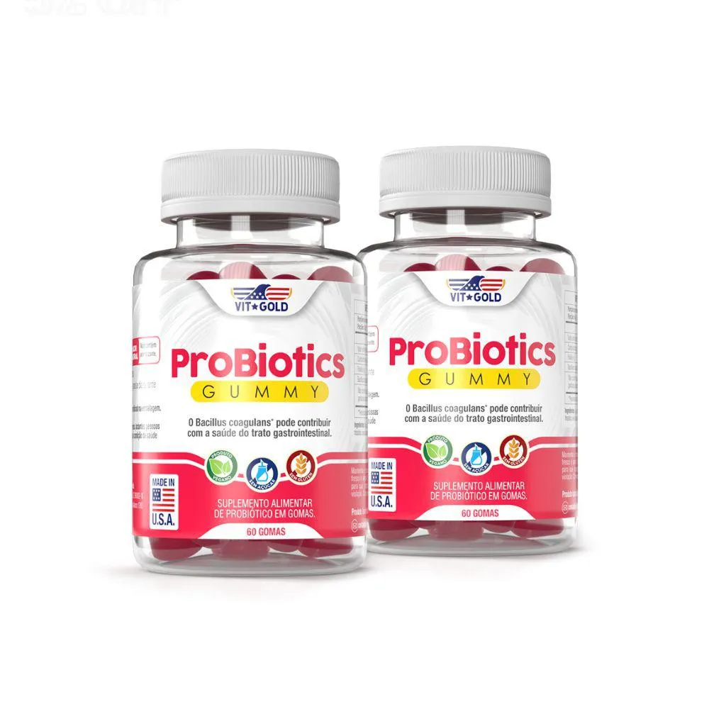 GUMMIES PROBIóTICOS VITGOLD KIT2X 60 GOMAS MASTIGáVEIS