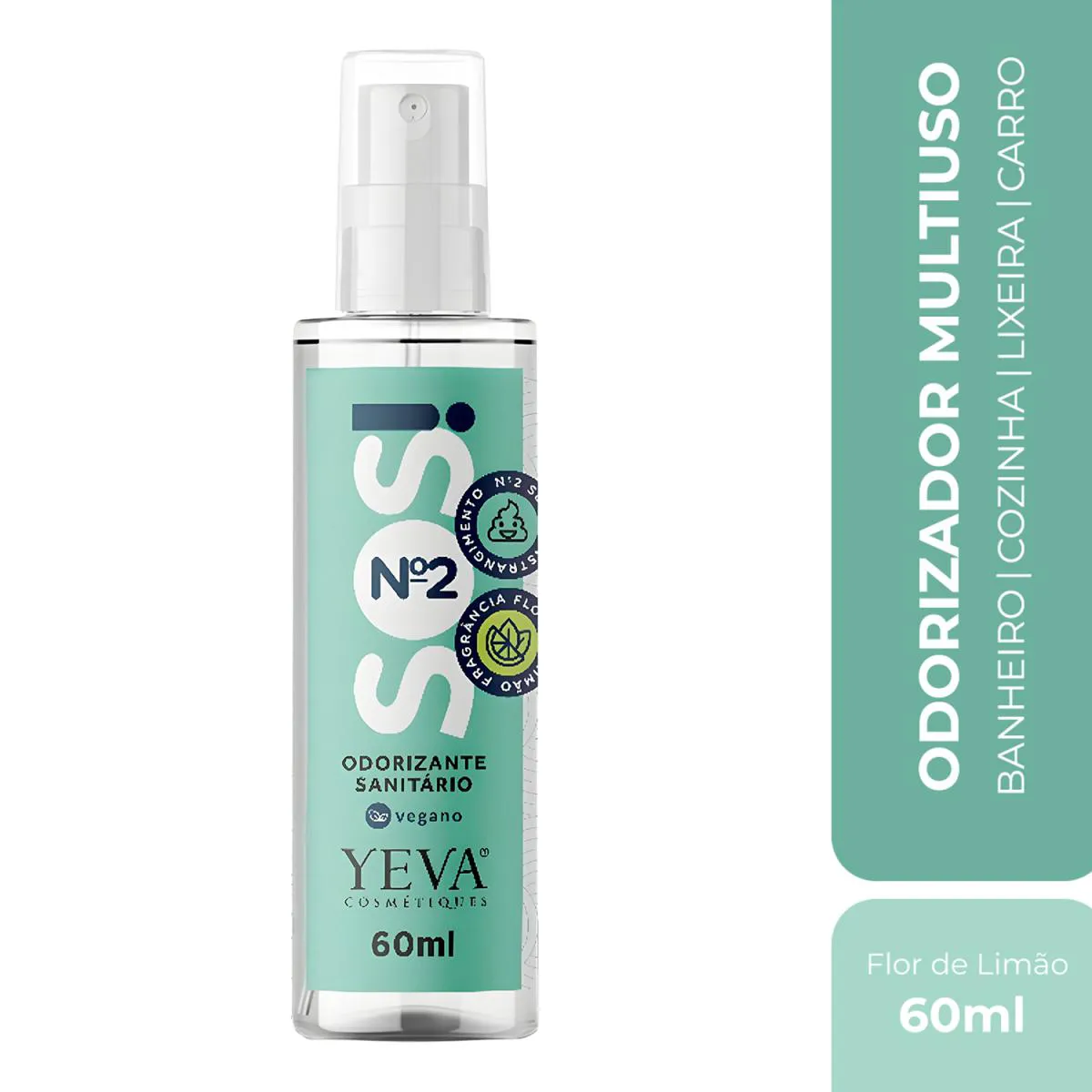 SOS N2 BLOQUEADOR DE ODORES 60ML MULTIUSO FLOR DE LIMãO PARA VASO SANITáRIO LIXEIRA CARROS COZINHA