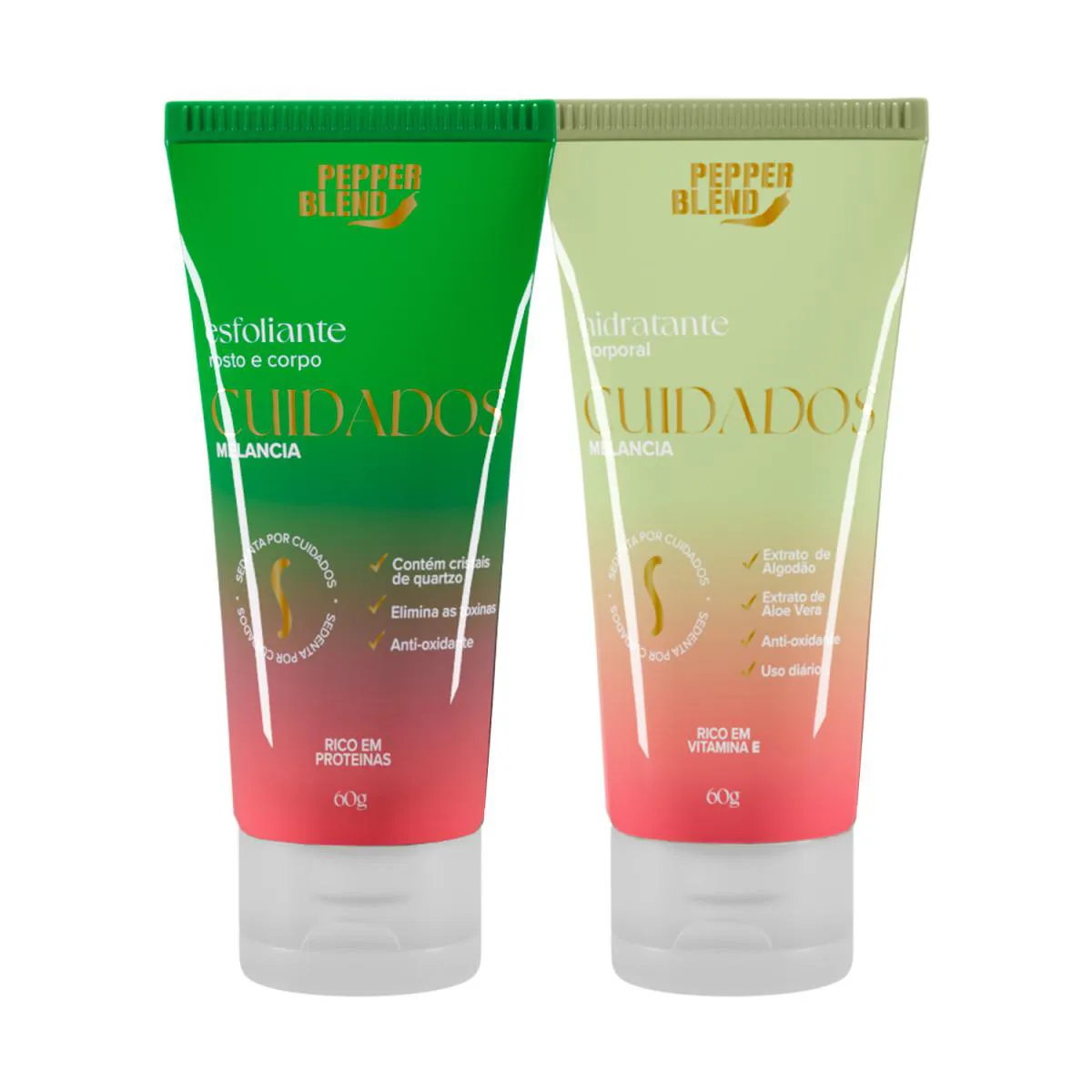 KIT ESFOLIANTE E HIDRATANTE MELANCIA PELE MACIA, CHEIROSA E REFRESCADA SEDENTA POR CUIDADOS 60G
