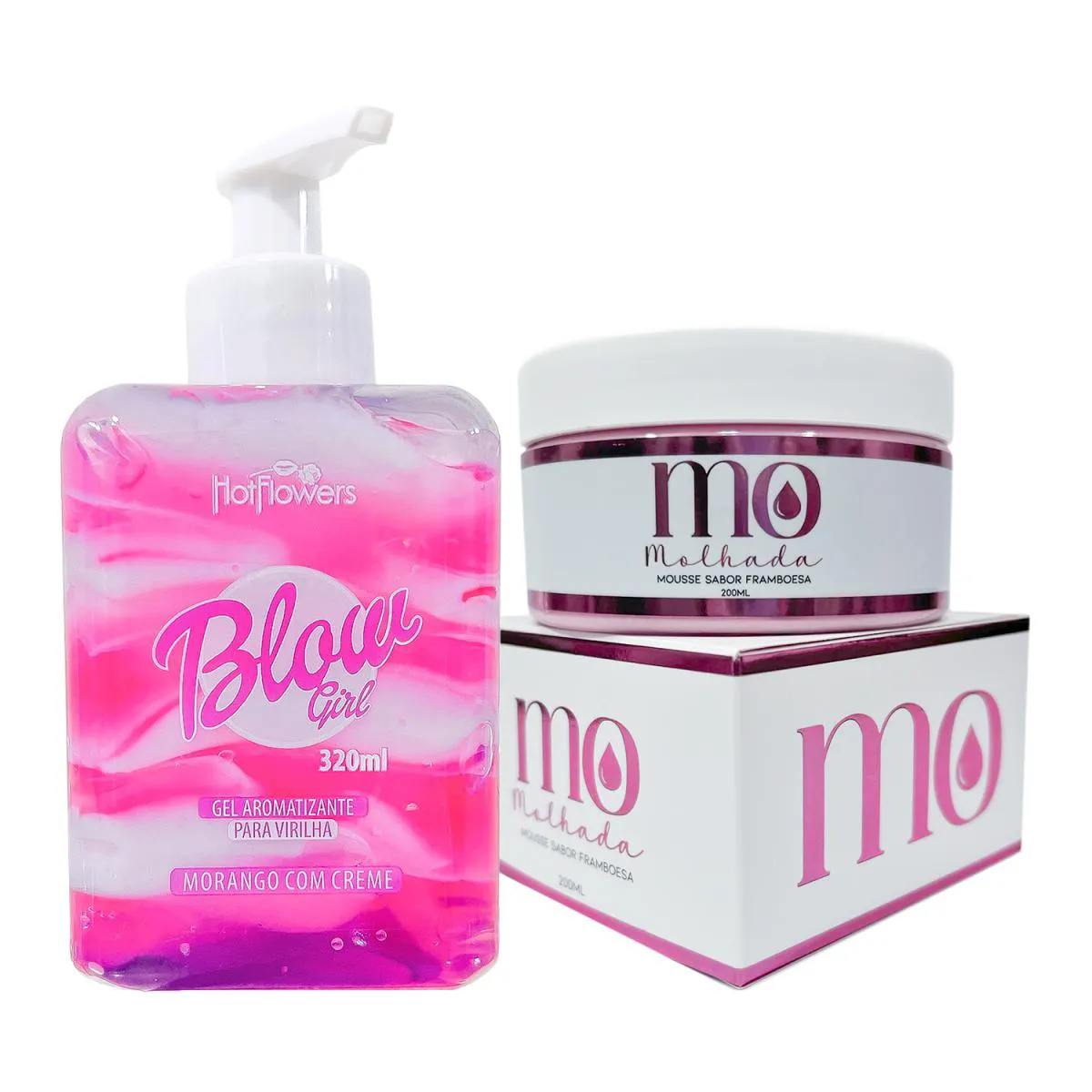 KIT BLOW GIRL HIDRATANTE AVELUDADO MORANGO COM CREME  320ML E MOUSSE HIDRATANTE CORPORAL E ÍNTIMO FRAMBOESA 200ML
