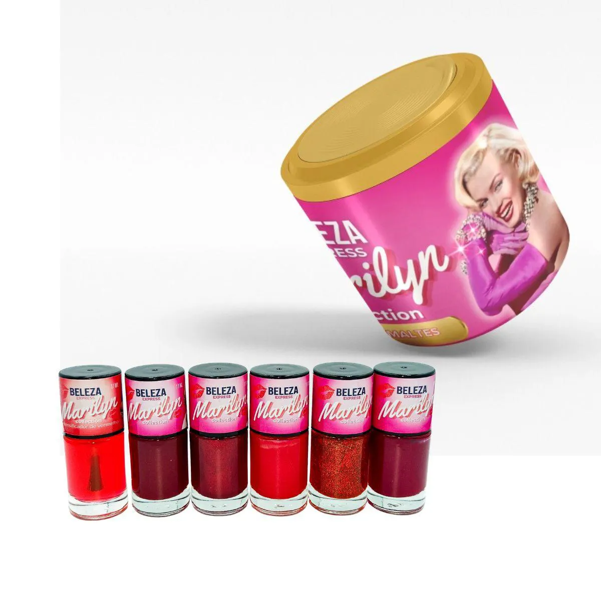 KIT DE ESMALTES COLEçãO MARILYN COM LATA DECORADA 6X11ML