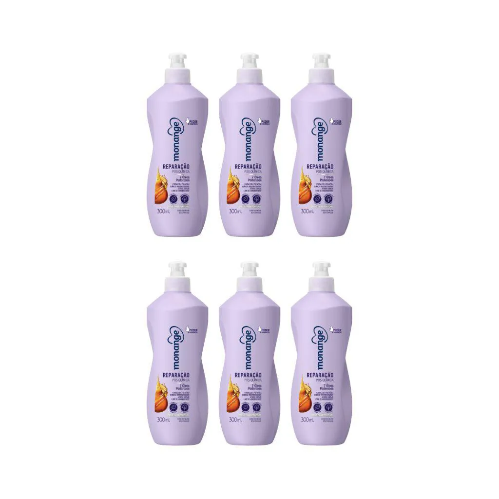 CREME PARA PENTEAR MONANGE 300ML REPARAçãO PóS QUíMICA - 6UN