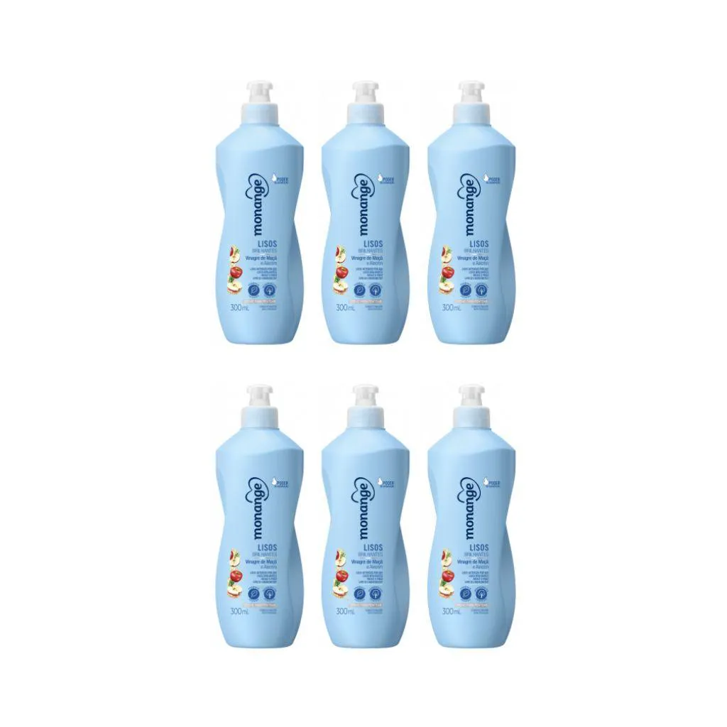 CREME PARA PENTEAR MONANGE 300ML LISOS BRILHANTES- KIT C/6UN