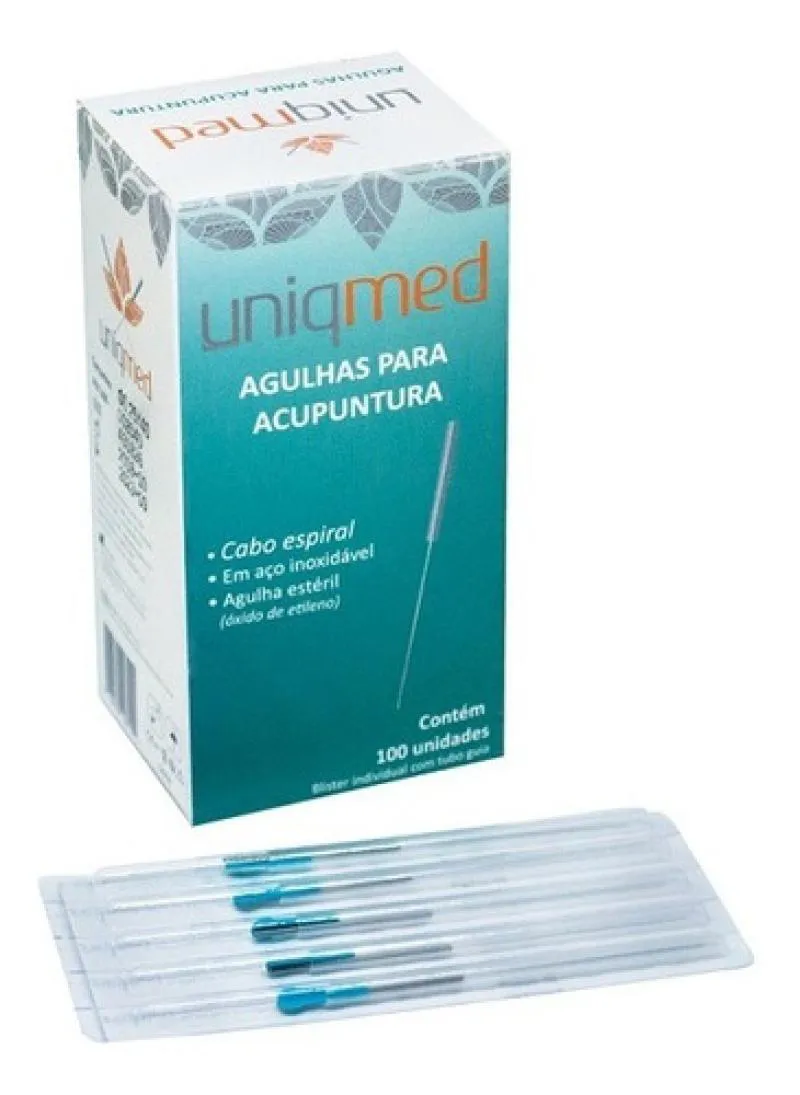 AGULHA PARA ACUPUNTURA 0,18MM X8MM CX 100 UNIDADES