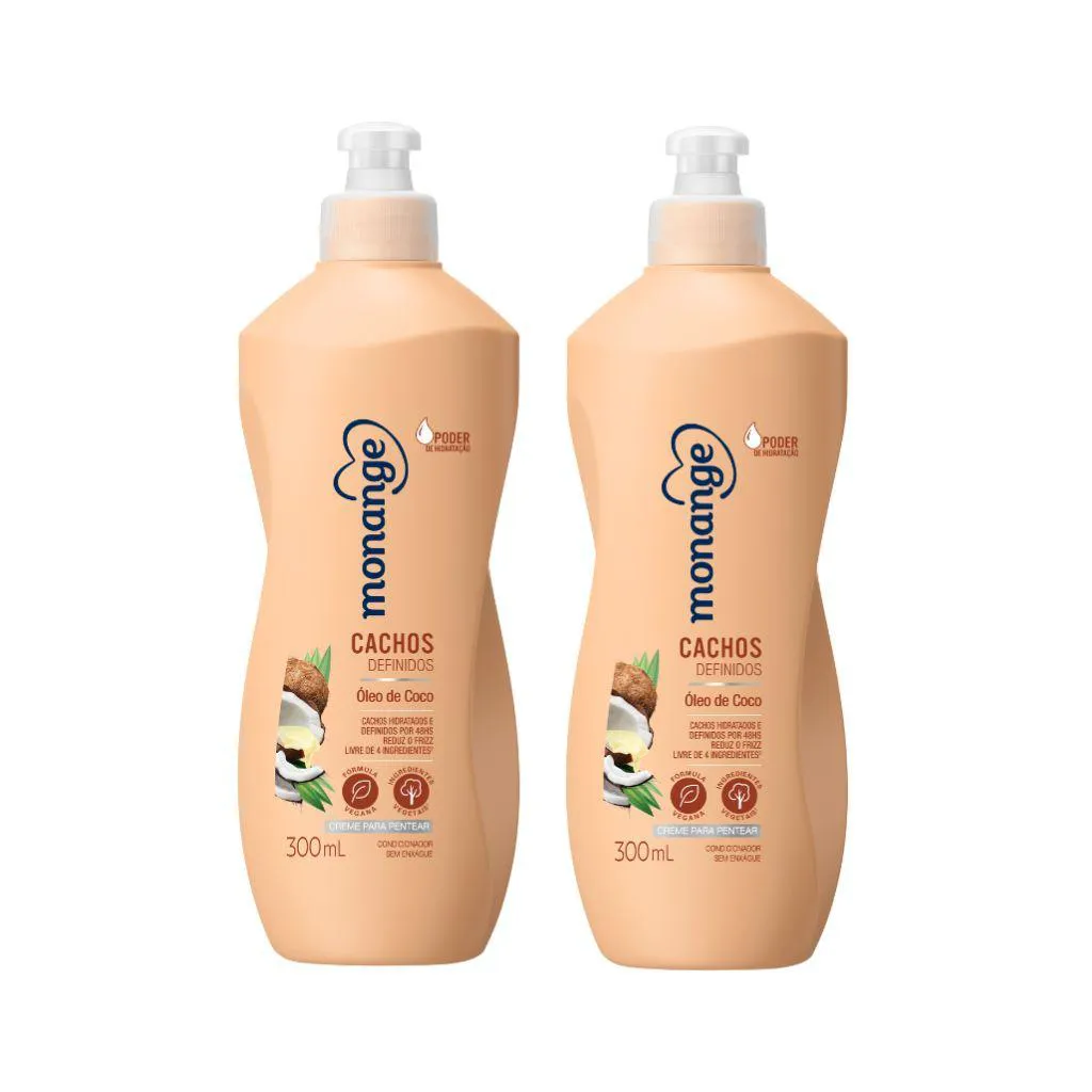 CREME PARA PENTEAR MONANGE 300ML CACHOS DEFINIDOS-KIT C/ 2UN