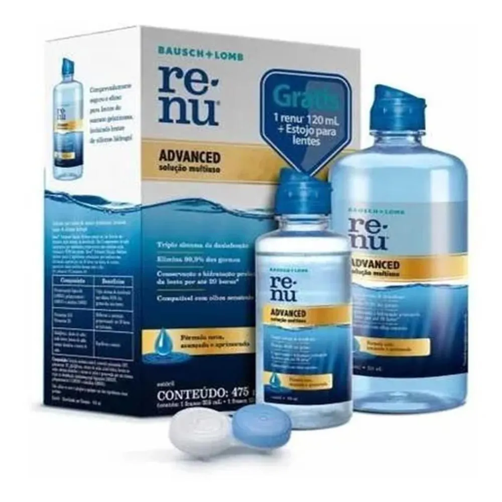 KIT RENU ADVANCED SOLUçãO DE LIMPEZA PARA LENTE CONTATO 475 ML