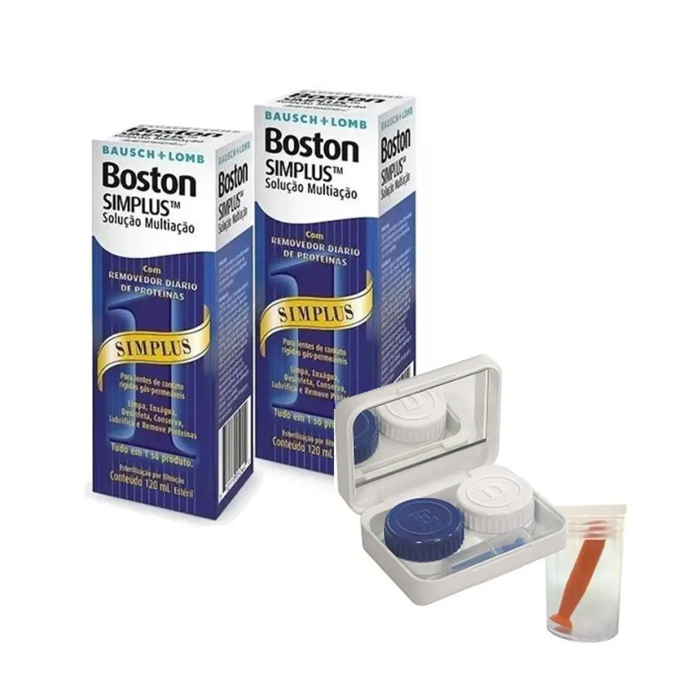 BOSTON SIMPLUS SOLUçãO MULTIAçãO 120 ML - 2 CAIXAS + 1 ESTOJO COM VENTOSA EXTRATORA