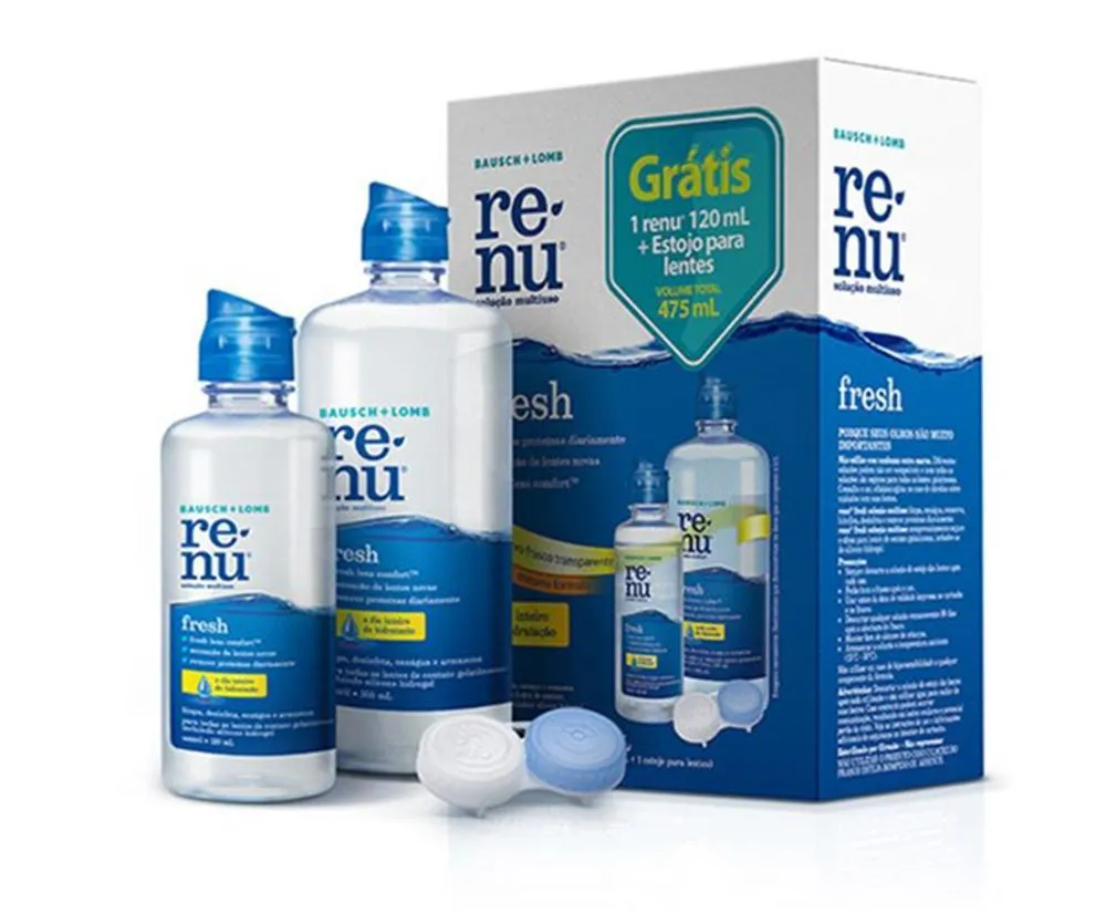 KIT RENU FRESH PARA LENTES SOLUçãO 355ML + SOLUçãO COM 120ML + ESTOJO PARA LENTES
