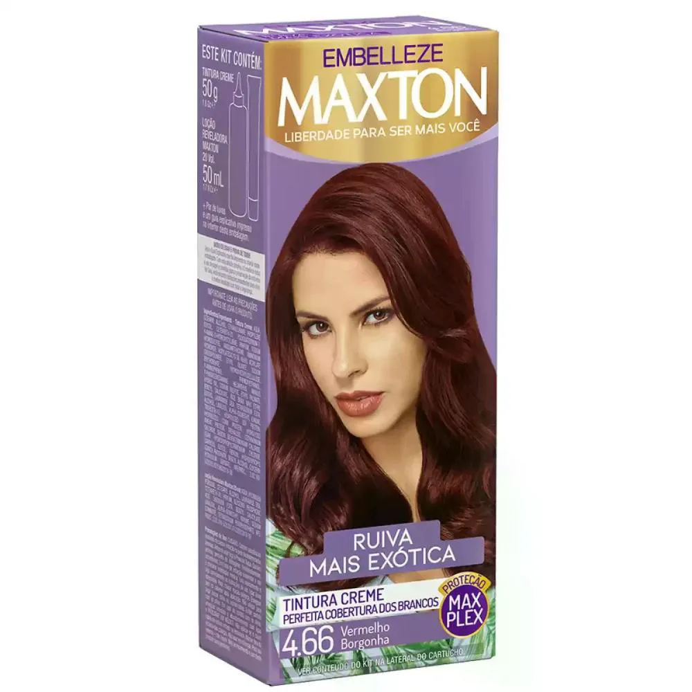 TINTA DE CABELO RUIVA +EXóTICA VERMELHO EMBELLEZE BORGONHA 4.66