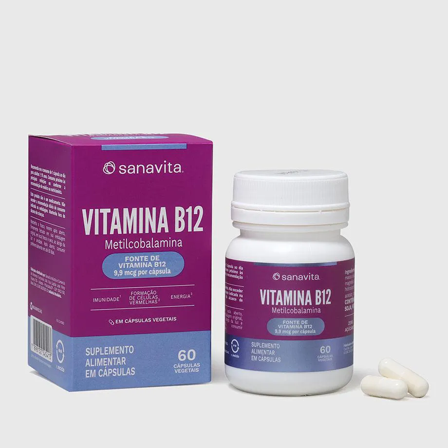 VITAMINA B12 EM CáPSULAS METILCOBALAMINA. FRASCO 60 CÁPSULAS