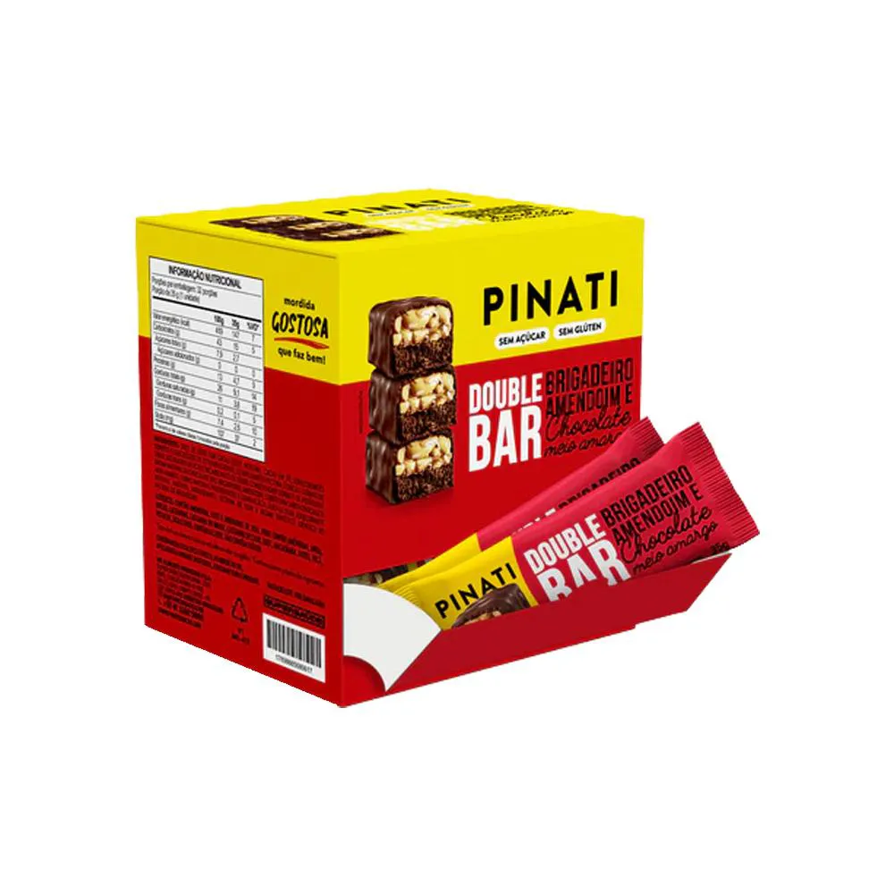 DOUBLE BAR BRIGADEIRO, AMENDOIM E CHOCOLATE 35G - 32 UNIDADES - PINATI