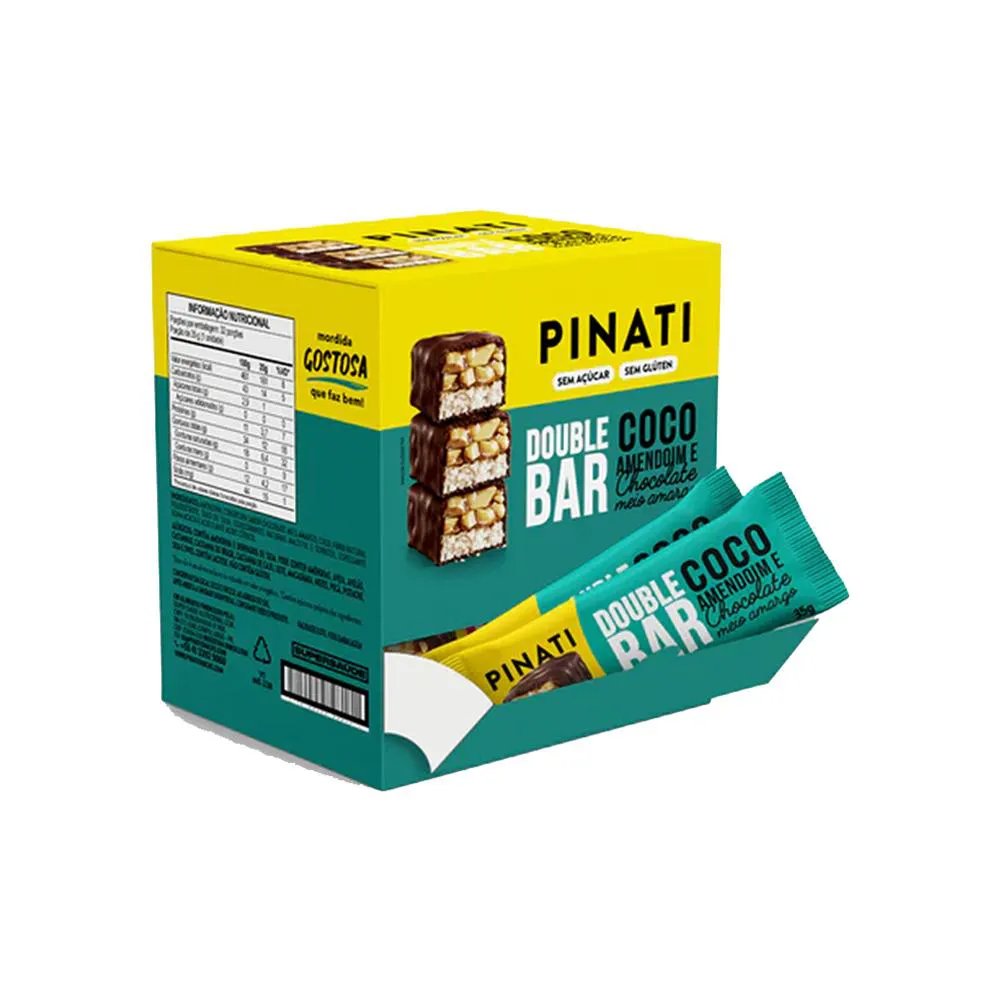 DOUBLE BAR COCO, AMENDOIM E CHOCOLATE 35G - 32 UNIDADES - PINATI