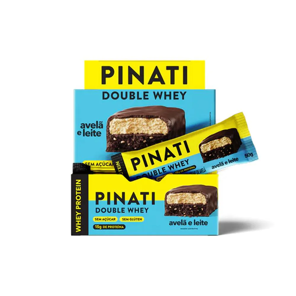 DOUBLE WHEY - SABOR AVELãO E LEITE 50G - 12 UNIDADES - PINATI