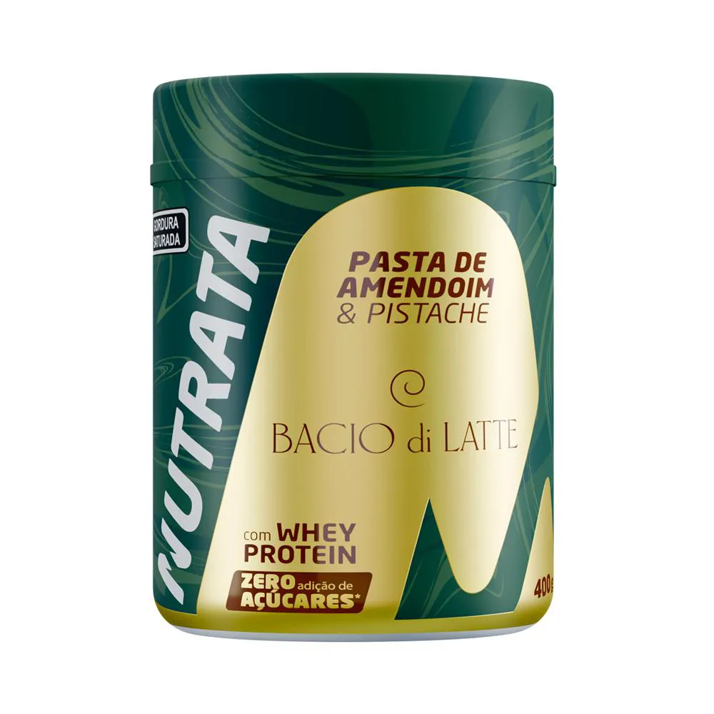PASTA DE AMENDOIM COM WHEY 400G - PISTACHE BACCIO DI LATTE - NUTRATA