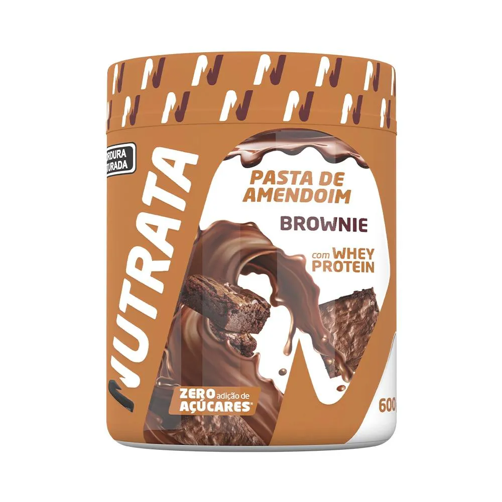 PASTA DE AMENDOIM COM WHEY 600G - BROWNIE - NUTRATA