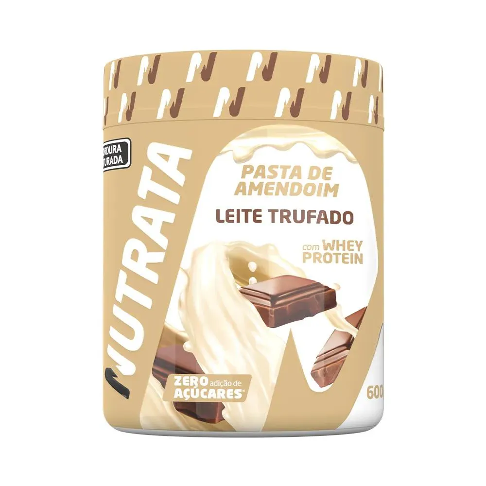 PASTA DE AMENDOIM COM WHEY 600G - LEITE TRUFADO - NUTRATA