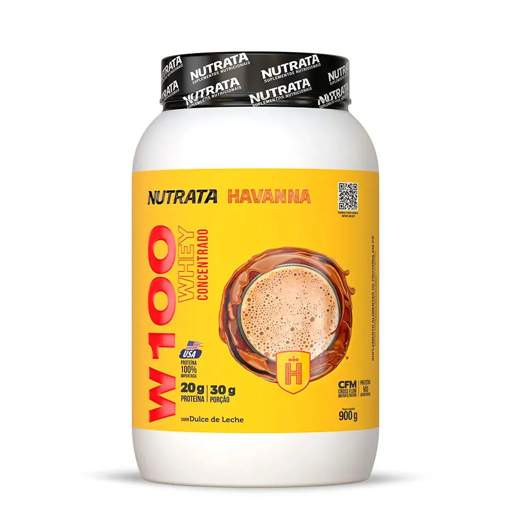 WHEY CONCENTRADO W100 - SABOR DOCE DE LEITE HAVANNA 900G - NUTRATA