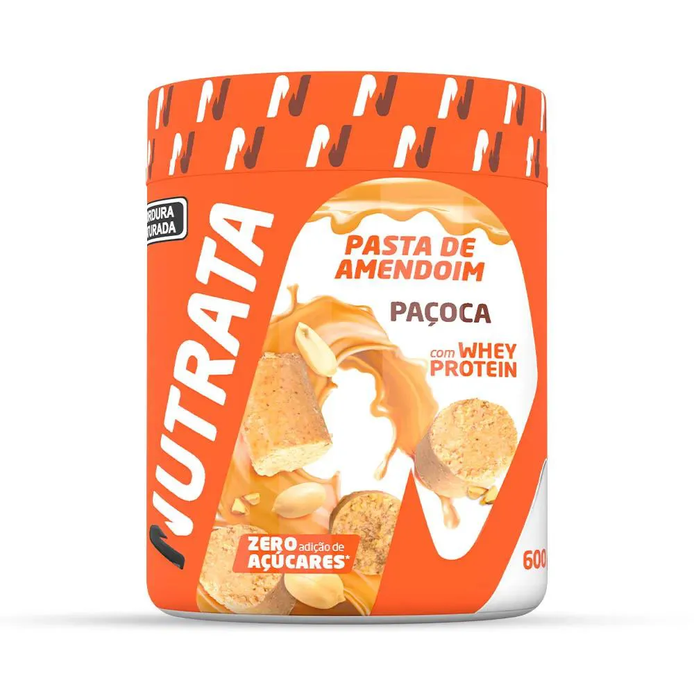 PASTA DE AMENDOIM COM WHEY 600G - PAçOCA - NUTRATA