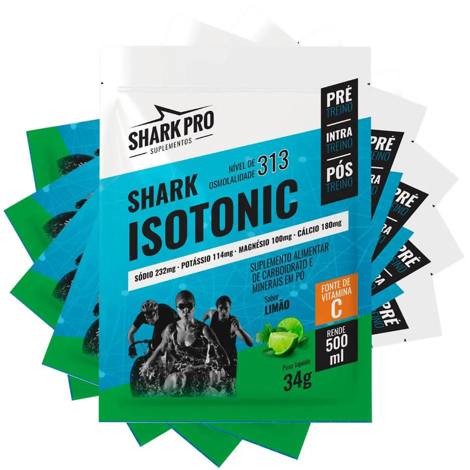 ISOTONICO KIT 5 SACHES 34G SHARK PRO - SABOR LIMAO