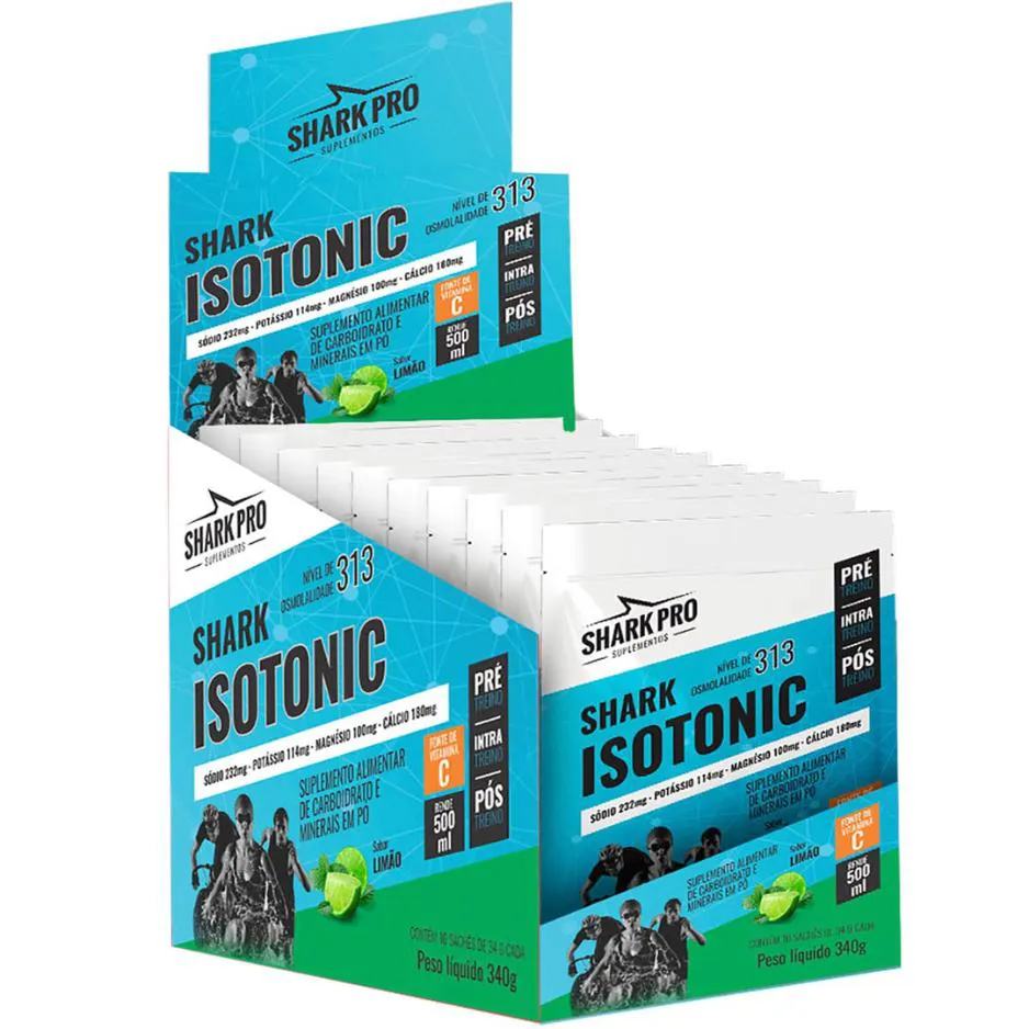 ISOTONICO SHARK PRO - SABOR LIMAO - CAIXA ( 10 SACHES )