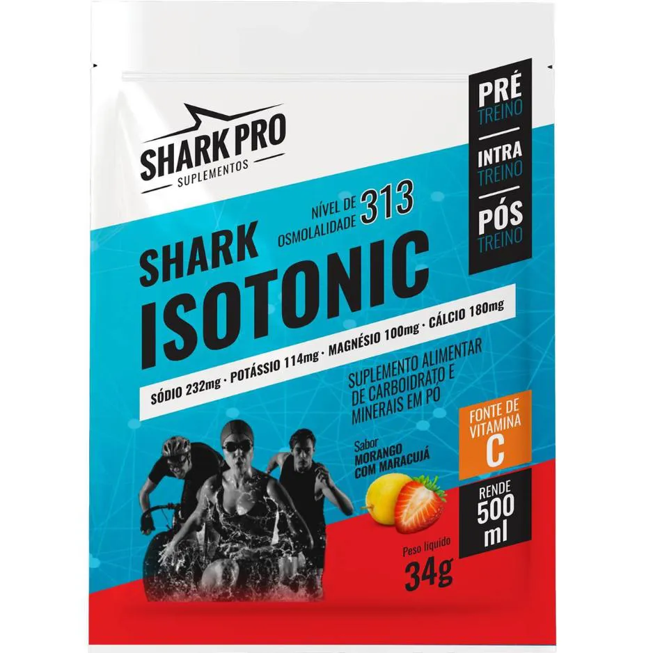 ISOTONICO SHARK SACHE 34G SABOR MORANGO C/ MARACUJA