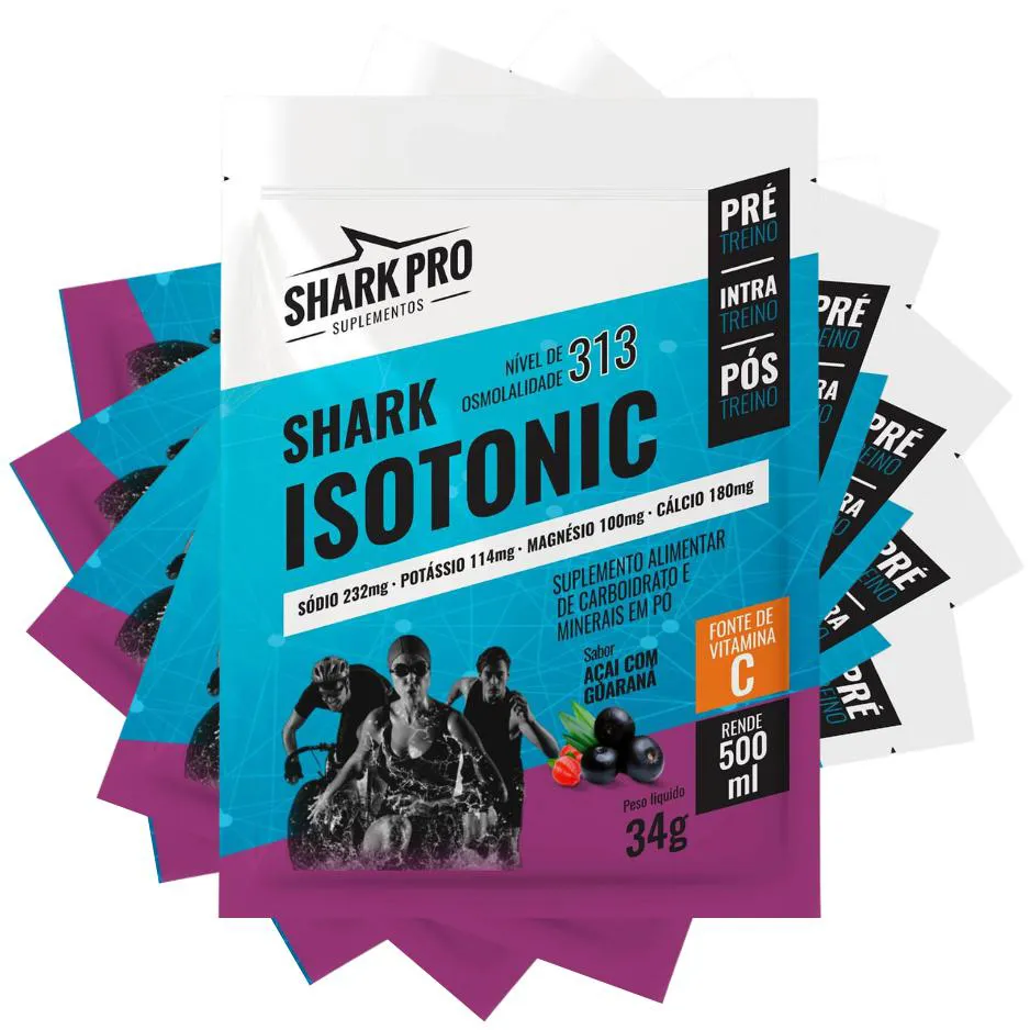 KIT 5 SACHES - SHARK PRO - ISOTONICO 34G - SABOR ACAI C/ GUARANA