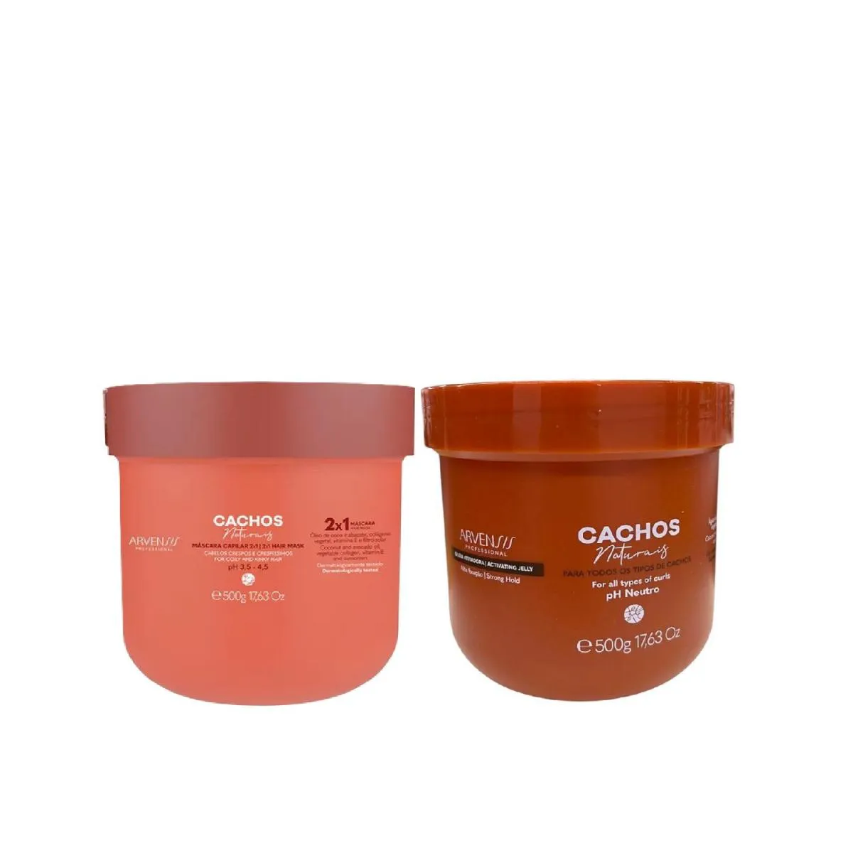 KIT ARVENSIS CACHOS NATURAIS - GELATINA ALTA FIXAçãO 500G + MáSCARA CAPILAR 2X1 500G