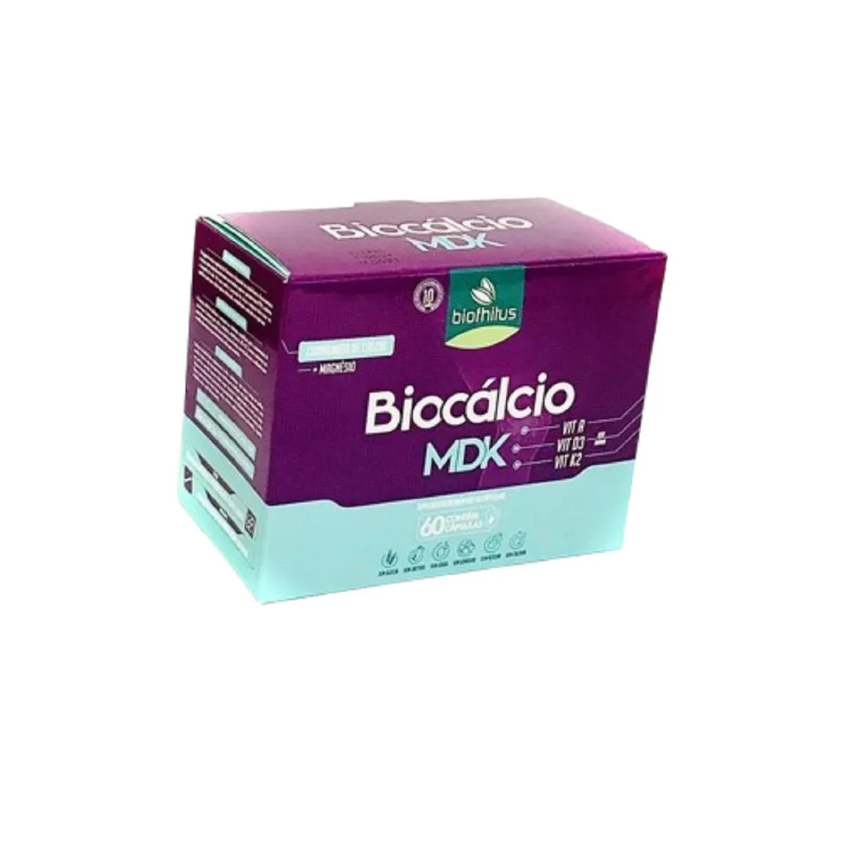 BIOCALCIO MDK 60 CáPSULAS CALCIO 1250MG + A, D3, K2 E MAGNéSIO