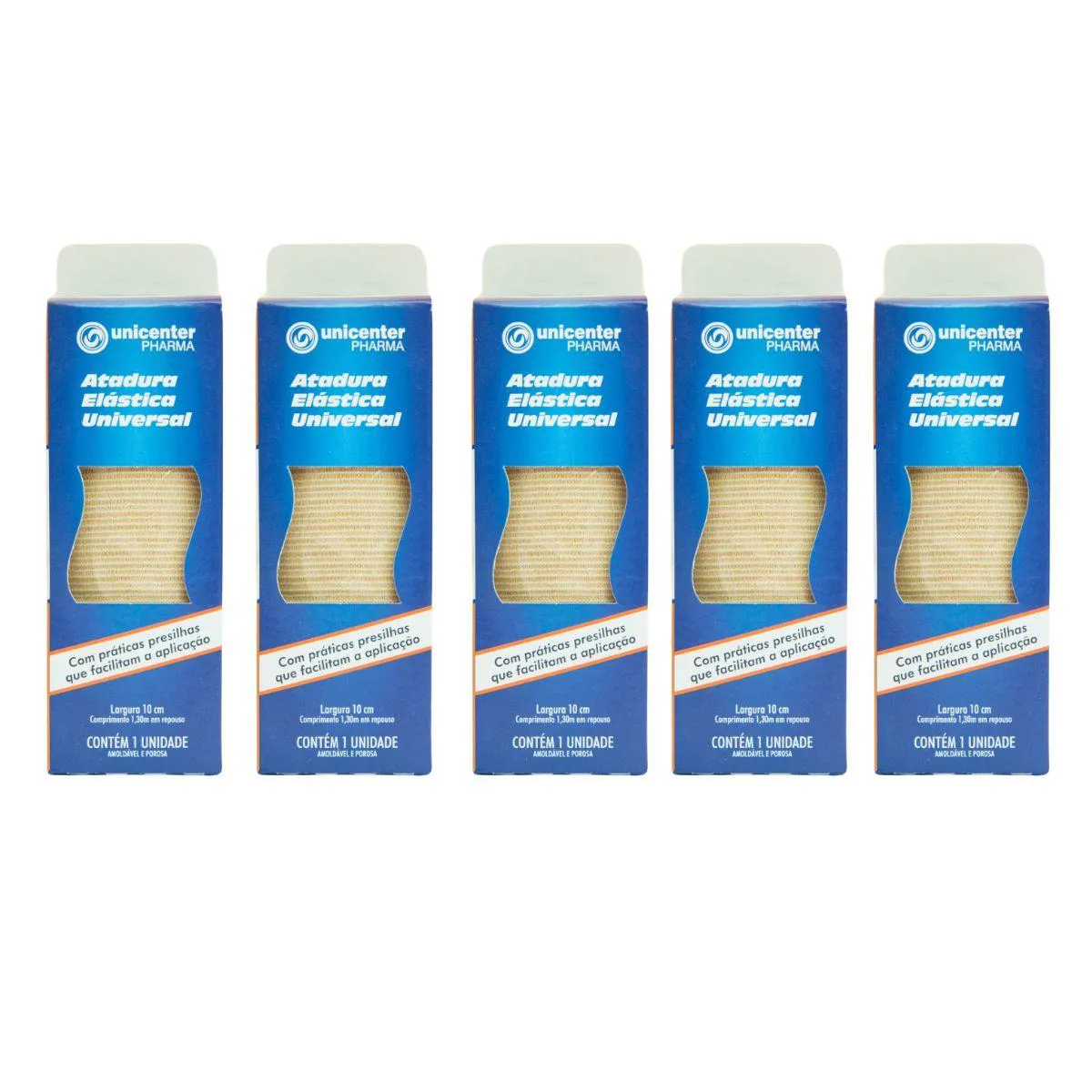 KIT ATADURA ELÁSTICA 10CM X 1,30M UNICENTER 5UN