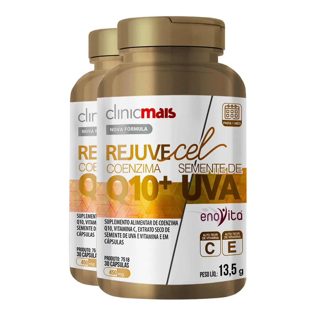 KIT 2 REJUVECEL COENZIMA Q10 CLINICMAIS 30 CáPSULAS