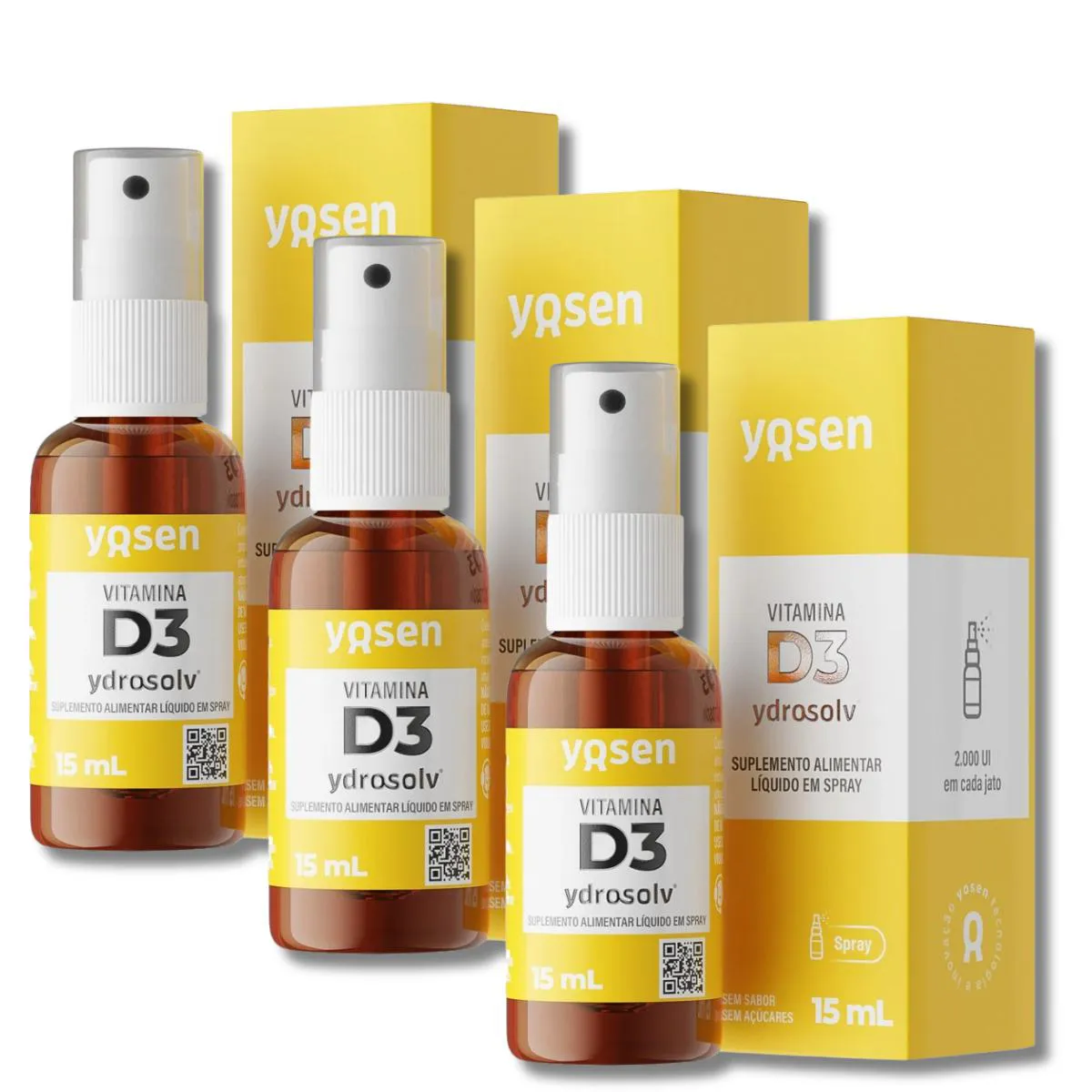 KIT 3 VITAMINA D3 YDROSOLV EM SPRAY - 15ML YOSEN