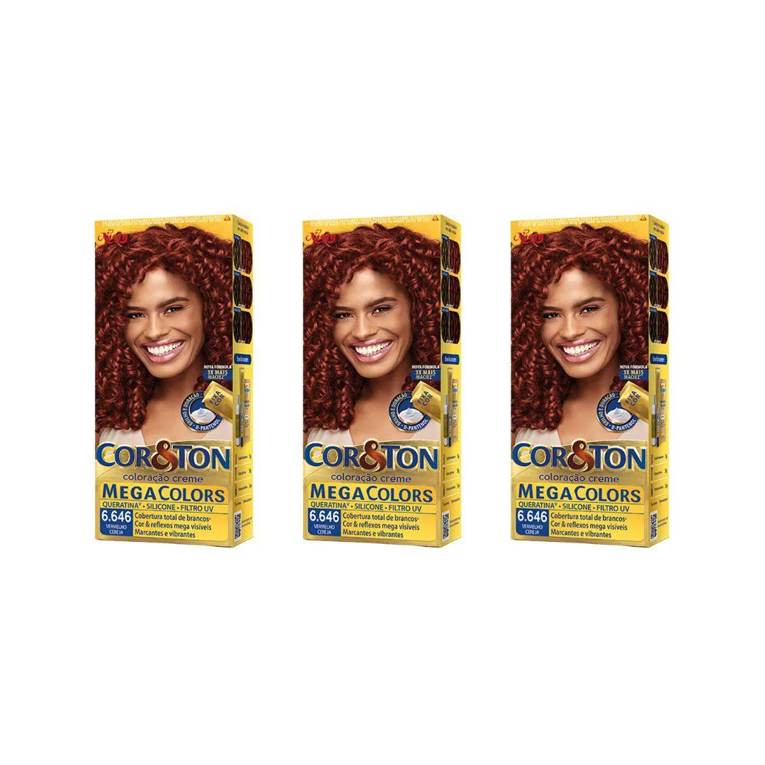 COLORAçAO COR&TON 6.646 VERMELHO CEREJA 50G-KIT C/3