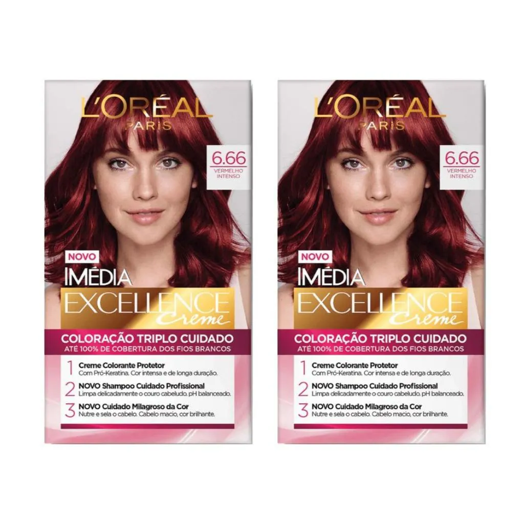 COLORAçAO IMEDIA 6.66 VERMELHO INTENSO - KIT C/ 2UN