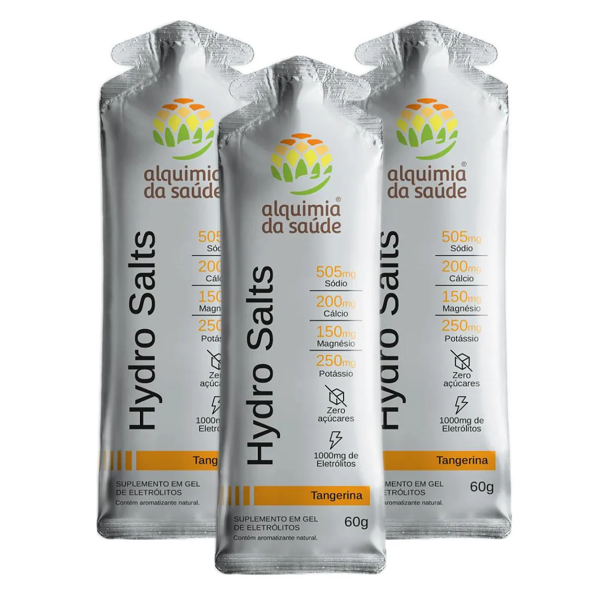 3X HYDRO SALTS ALQUIMIA DA SAúDE TANGERINA 10 UNIDADES 60G