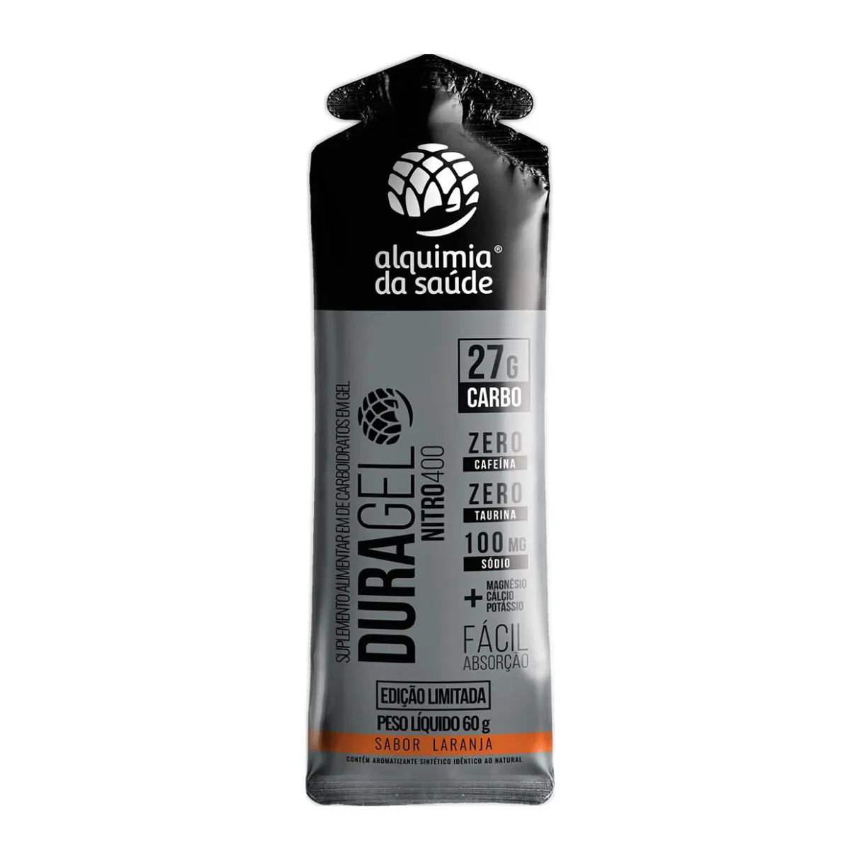 DURAGEL BOX 27G CARBO NITRO400 ALQUIMIA DA SAúDE LARANJA 15 UNIDADES 60G