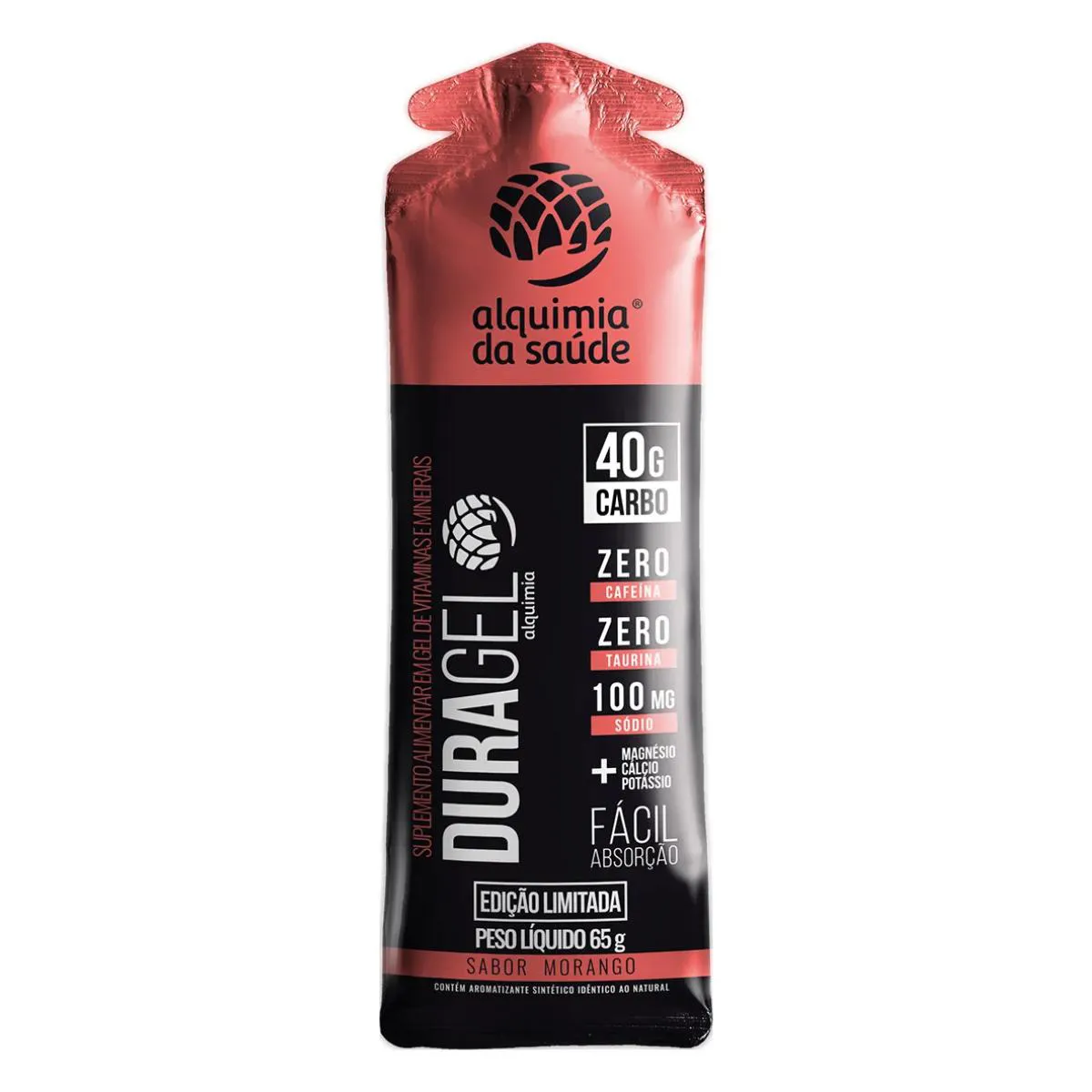 DURAGEL BOX 40G CARBO ALQUIMIA DA SAúDE MORANGO 15 UNIDADES 60G