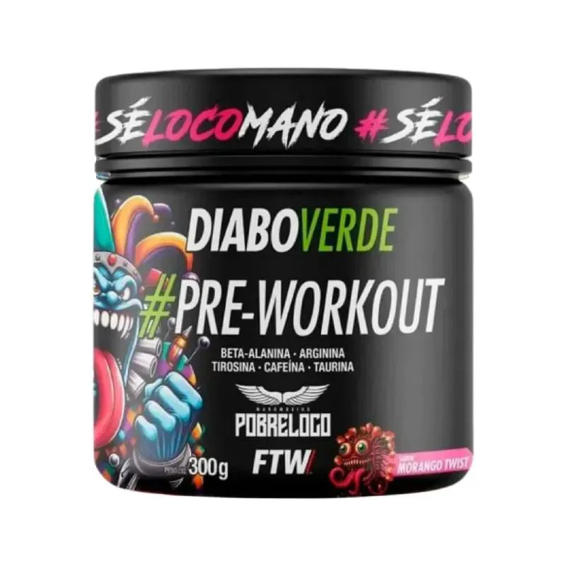 PRE-WORKOUT POBRELOCO MORANGO TWIST DIABO VERDE 300G