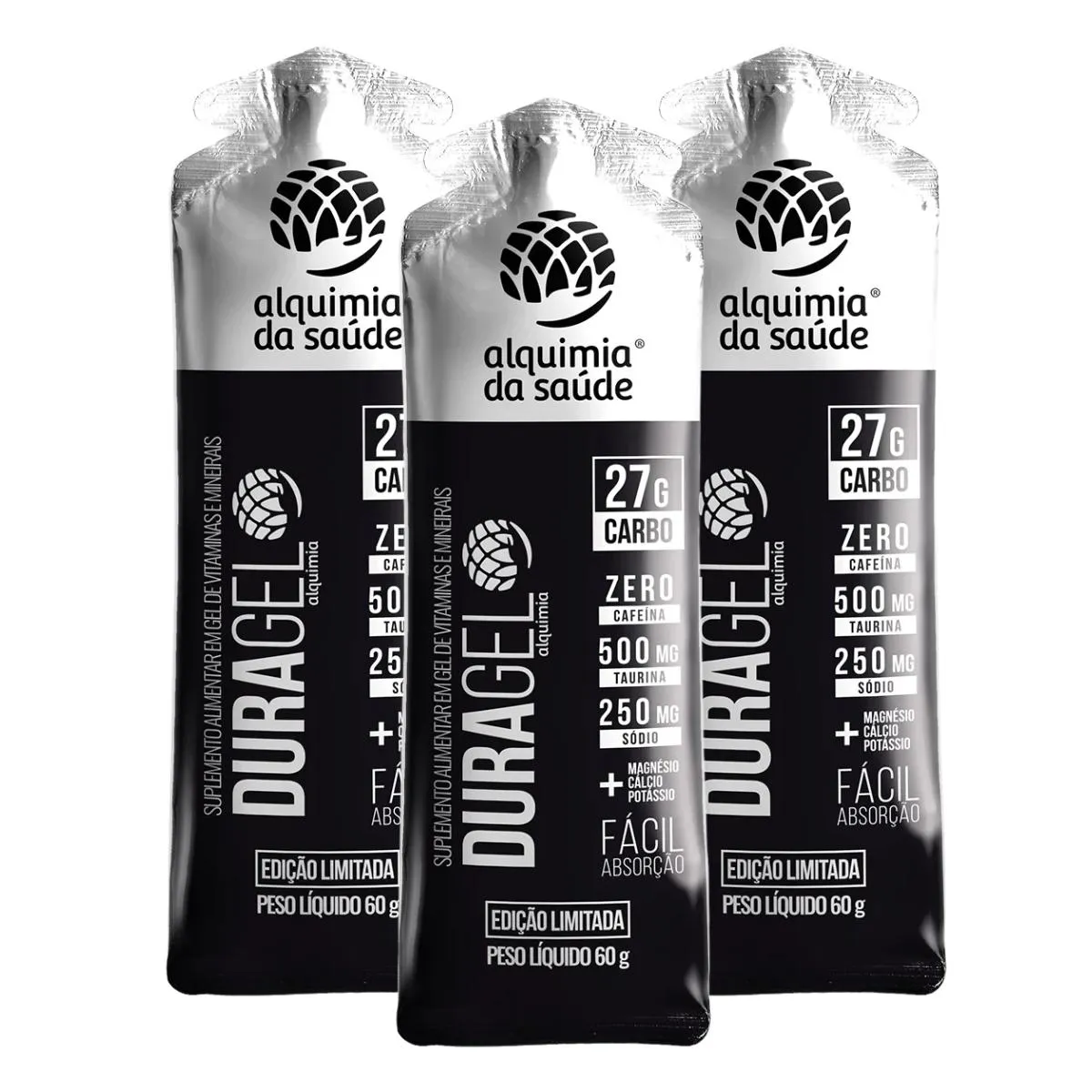 3X DURAGEL BOX 27G CARBO ALQUIMIA DA SAúDE NEUTRO 15 UNIDADES 60G