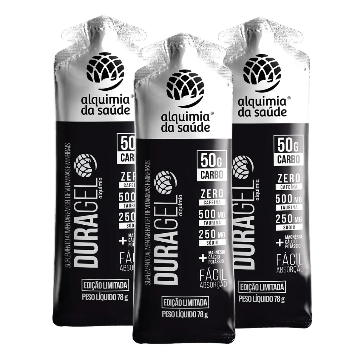 3X DURAGEL BOX 50G CARBO ALQUIMIA DA SAúDE NEUTRO 15 UNIDADES 60G