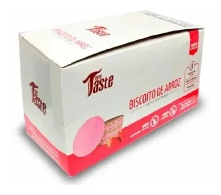 BISCOITO DE ARROZ DISPLAY (12 UNID. 22G) - SABOR: MORANGO (NOVA EMBALAGEM)