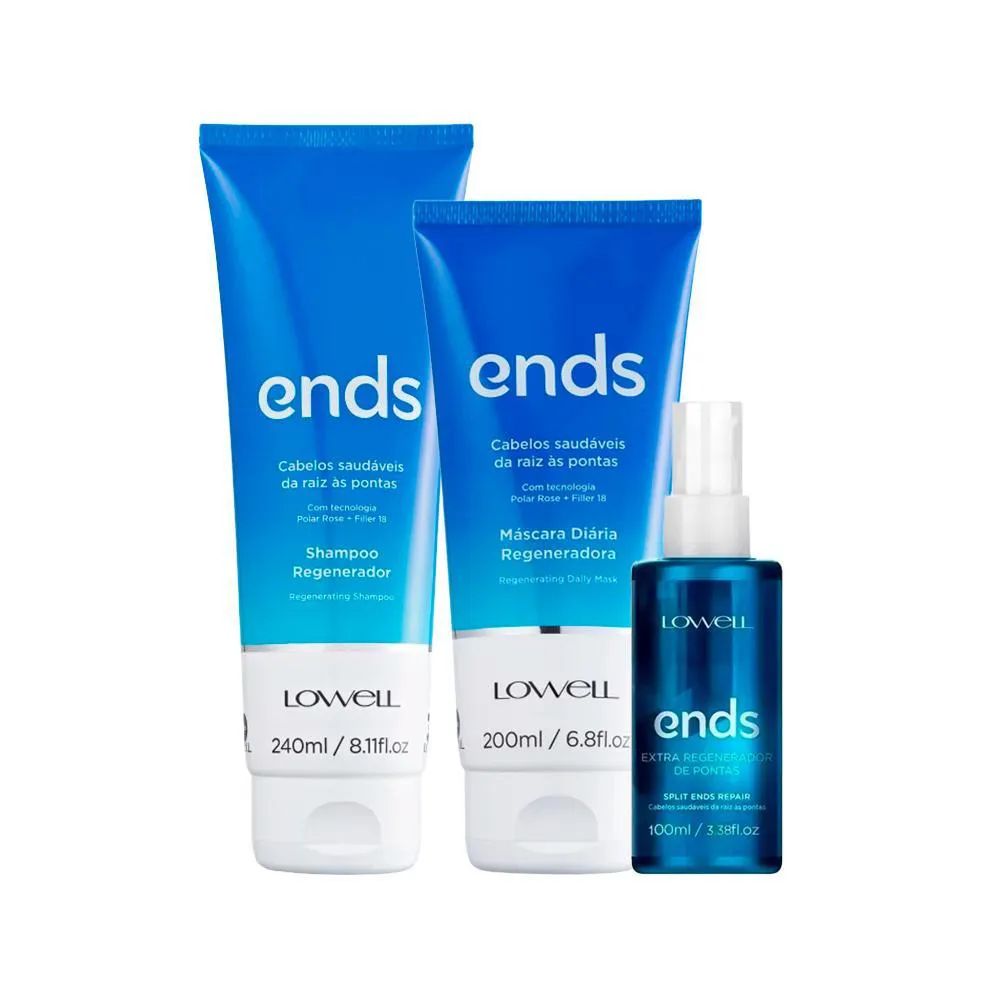 KIT LOWELL ENDS - SHAMPOO 240ML + MáSCARA 200ML + SéRUM 100ML