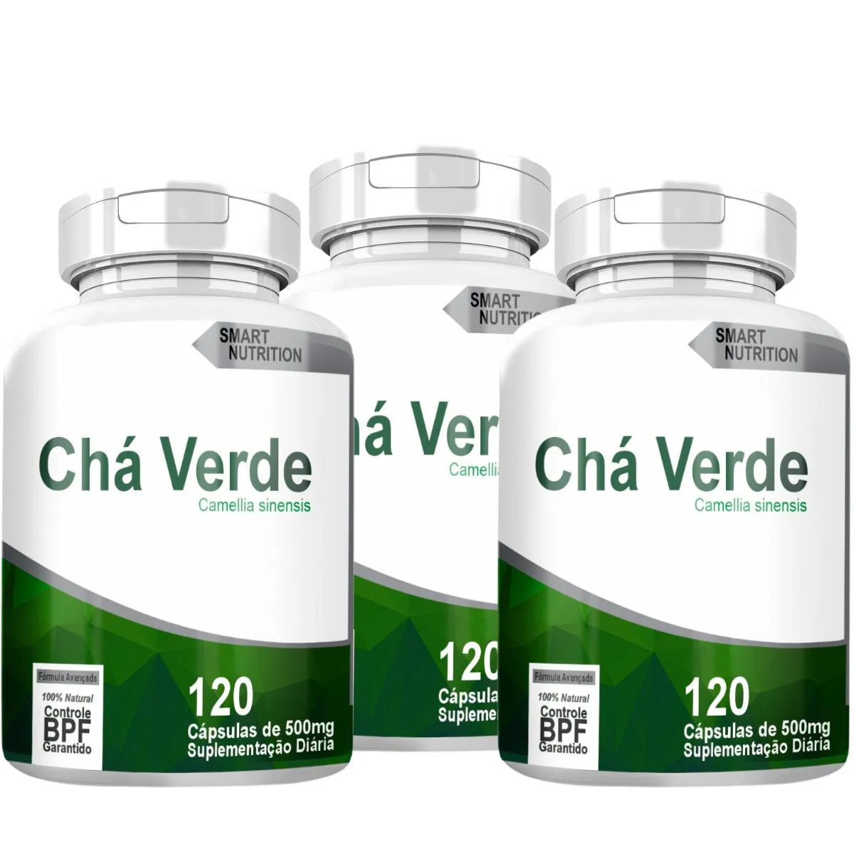 CHA VERDE KIT COM 3 POTES COM TOTAL DE 360 CAPSULAS