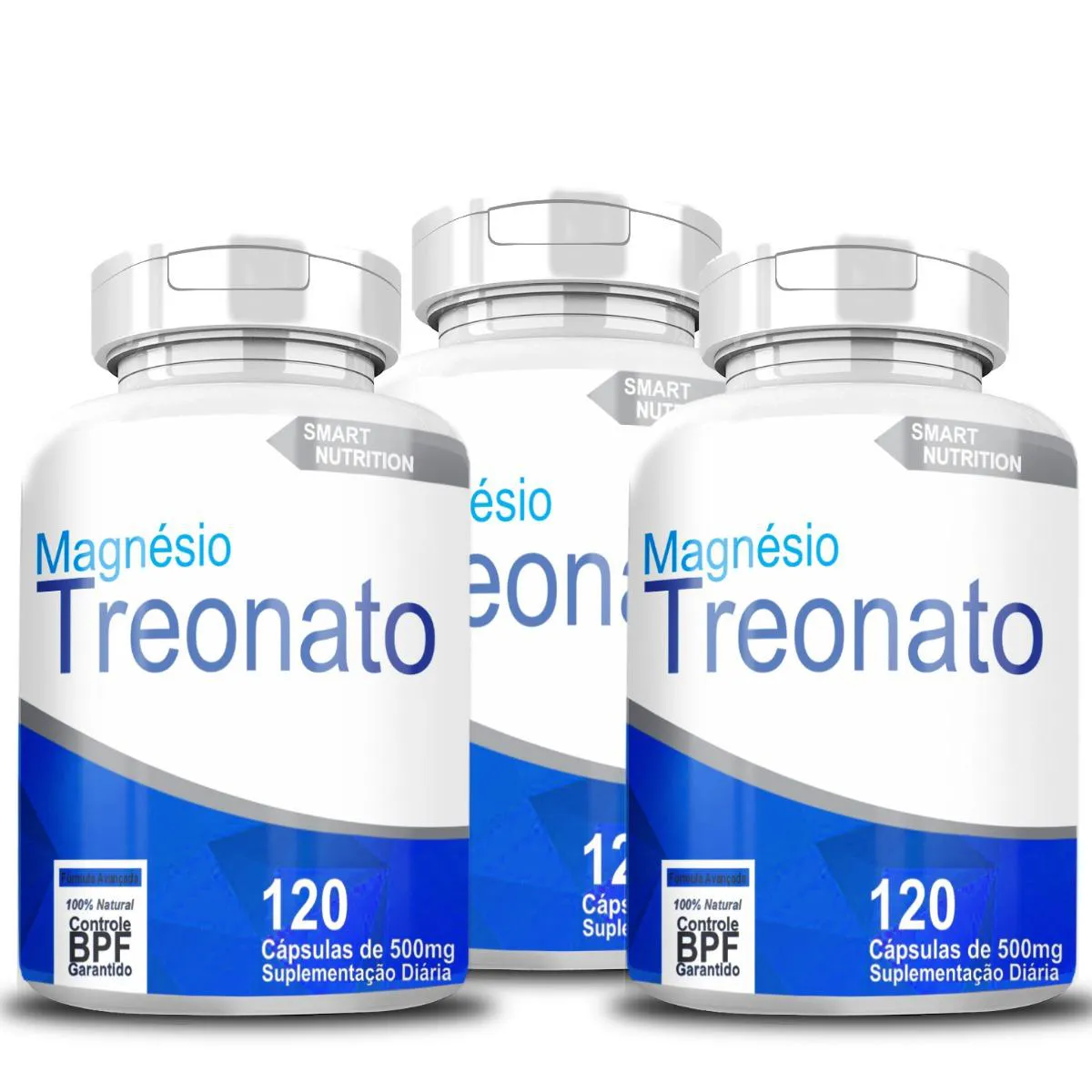 MAGNÉSIO TREONATO KIT COM 3 POTES COM TOTAL DE 360 CAPSULAS