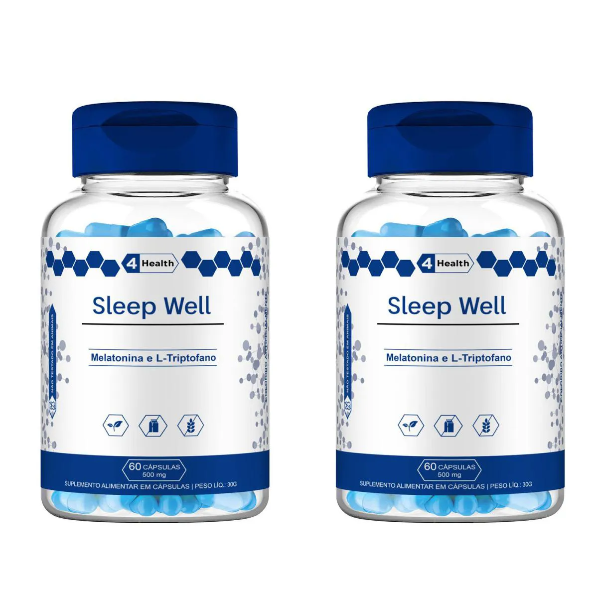 SLEEP WELL L-TRIPTOFANO & MELATONINA 500MG - 4 HEALTH - 2 POTES