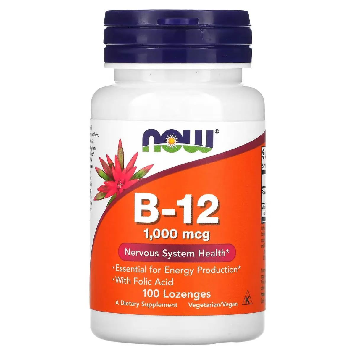 VITAMINA B12 1000MCG 100 PASTILHAS SUBLINGUAL - NOW IMPORTADO E ORIGINAL