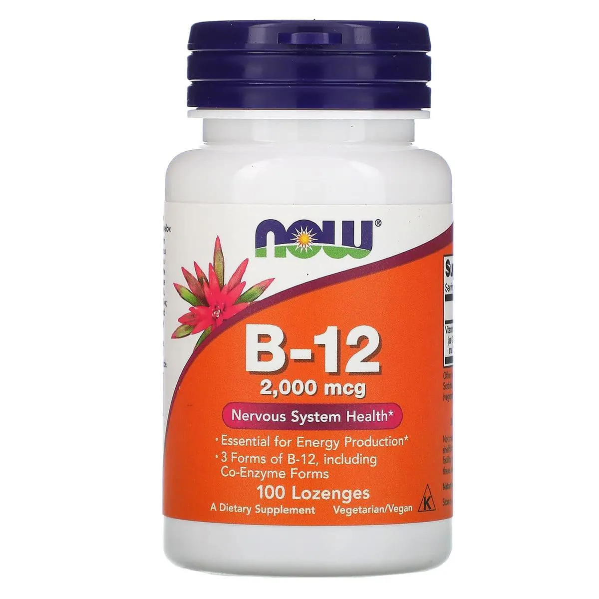 VITAMINA B12 2000MCG 100 PASTILHAS SUBLINGUAL - NOW F. IMPORTADO E ORIGINAL