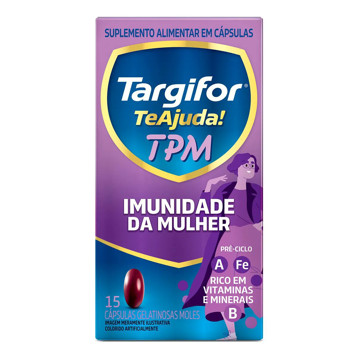 Polivitamínico Targifor Te Ajuda TPM Imunidade da Mulher 15 Cápsulas