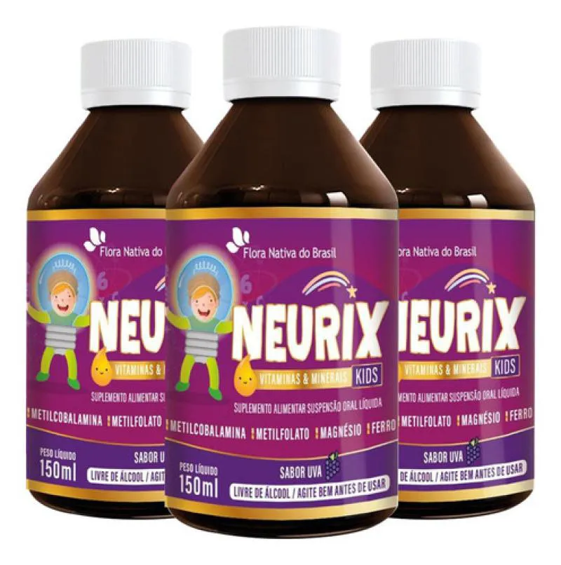 NEURIX METILCOBALAMINA E METILFOLATO 3 X 150ML FLORA NATIVA