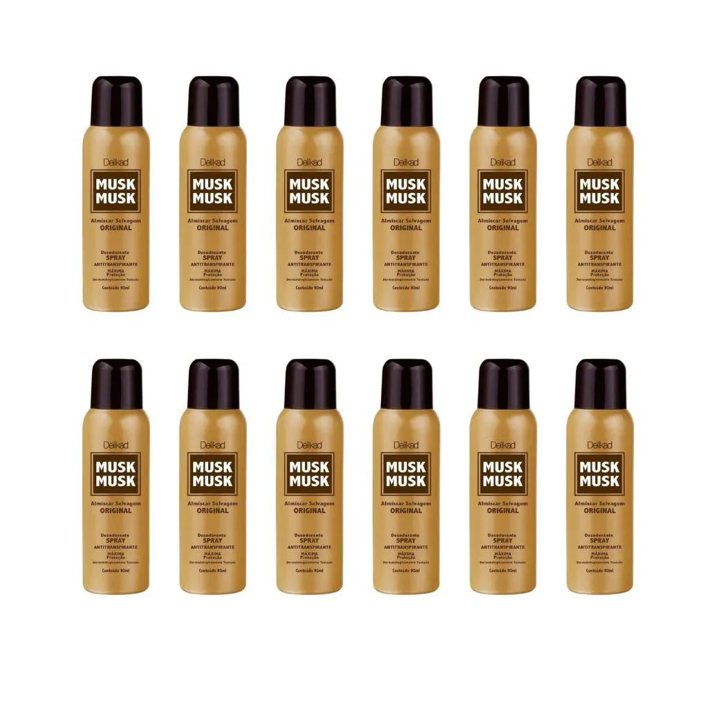 DESODORANTE SPRAY DELIKAD 90ML MUSK - KIT C/ 12UN