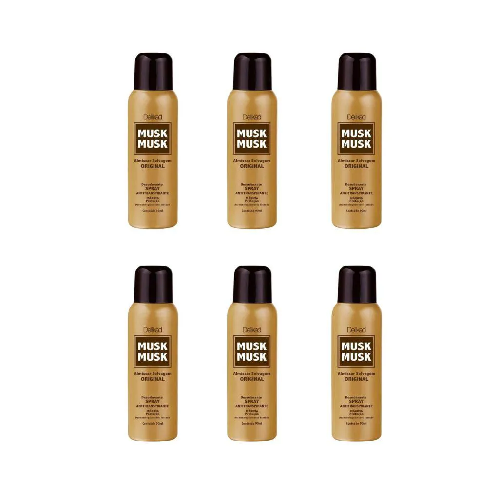 DESODORANTE SPRAY DELIKAD 90ML MUSK - KIT C/ 6UN
